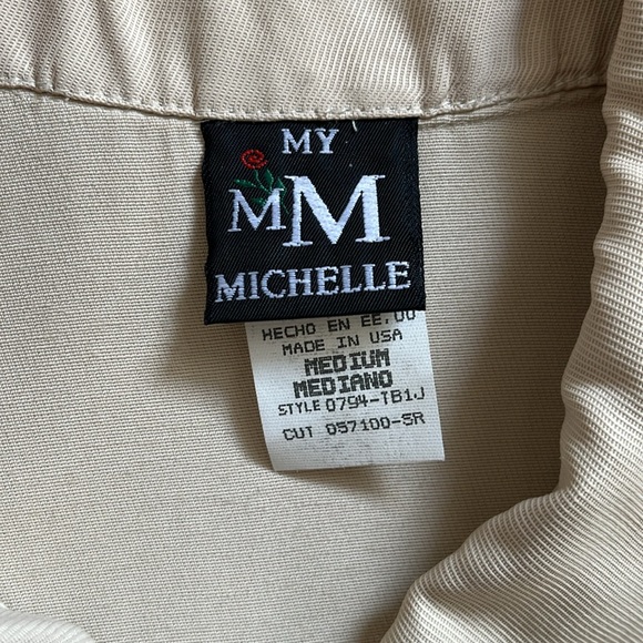 90s Vintage Deadstock NWT Tan Zip Front Blazer / Top Fitted Collar Top Size M - Picture 5 of 16